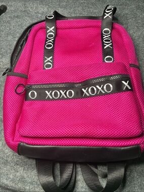 XOXO Men’s Hot Pink Mesh Backpack with Black Trim and Branded Straps
